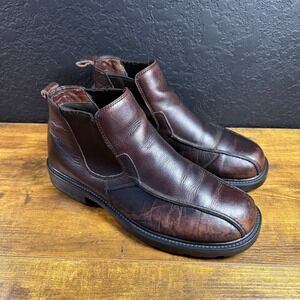 GBX Mens Brown Leather Chelsea Boots Square Toe Ankle Boot Size 12M 400677640079